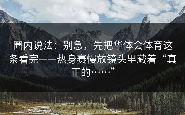 圈内说法：别急，先把华体会体育这条看完——热身赛慢放镜头里藏着“真正的……”