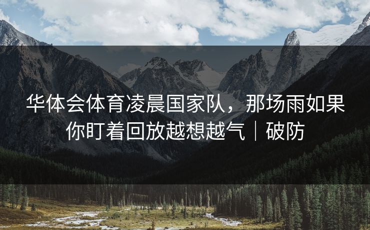 华体会体育凌晨国家队，那场雨如果你盯着回放越想越气｜破防