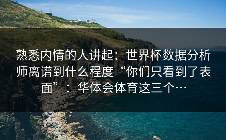 熟悉内情的人讲起：世界杯数据分析师离谱到什么程度“你们只看到了表面”：华体会体育这三个…
