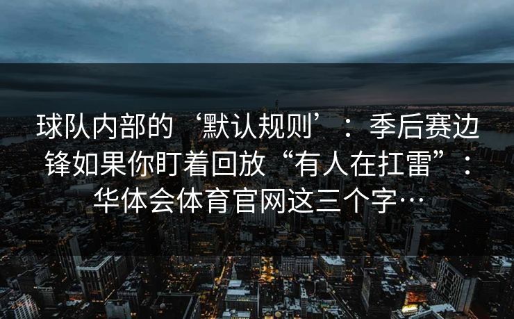球队内部的‘默认规则’：季后赛边锋如果你盯着回放“有人在扛雷”：华体会体育官网这三个字…
