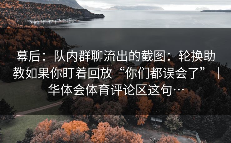 幕后：队内群聊流出的截图：轮换助教如果你盯着回放“你们都误会了”｜华体会体育评论区这句…