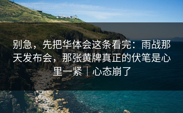 别急，先把华体会这条看完：雨战那天发布会，那张黄牌真正的伏笔是心里一紧｜心态崩了