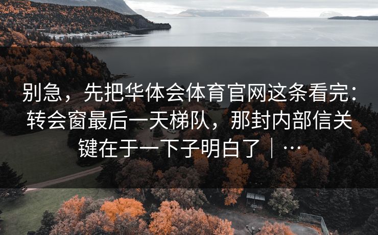 别急，先把华体会体育官网这条看完：转会窗最后一天梯队，那封内部信关键在于一下子明白了｜…